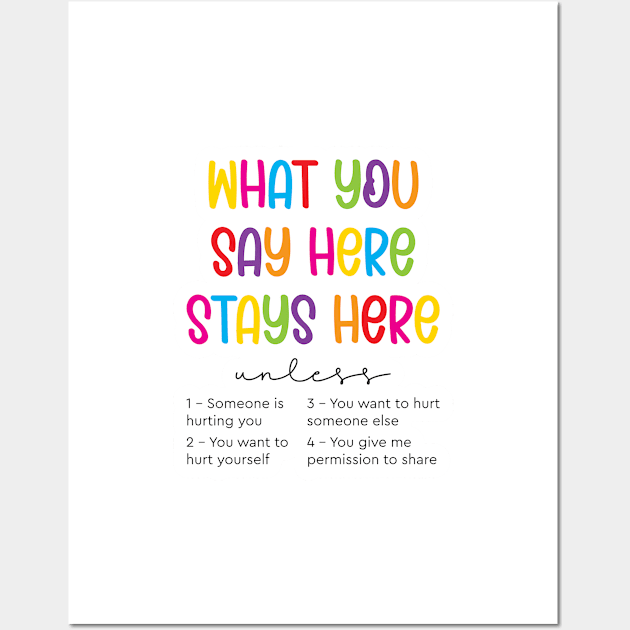 What You Say Here Stays Here Wall Art by BeKindToYourMind